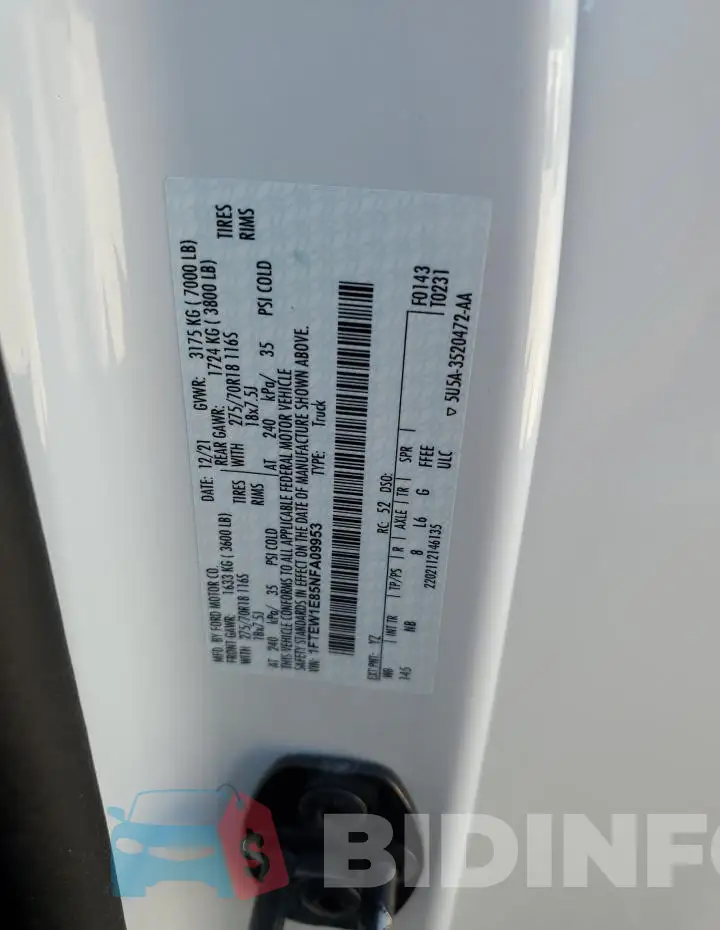 1FTEW1E85NFA09953 Photo# 13