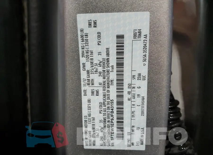 1FTEW1EP9JFB43155 Photo# 12
