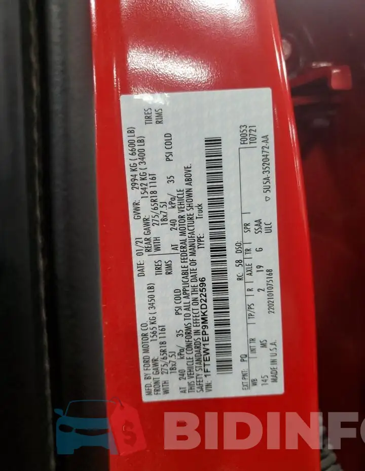 1FTEW1EP9MKD22596 Photo# 12