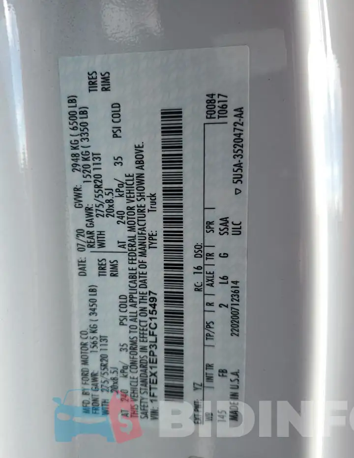 1FTEX1EP3LFC15497 Photo# 13