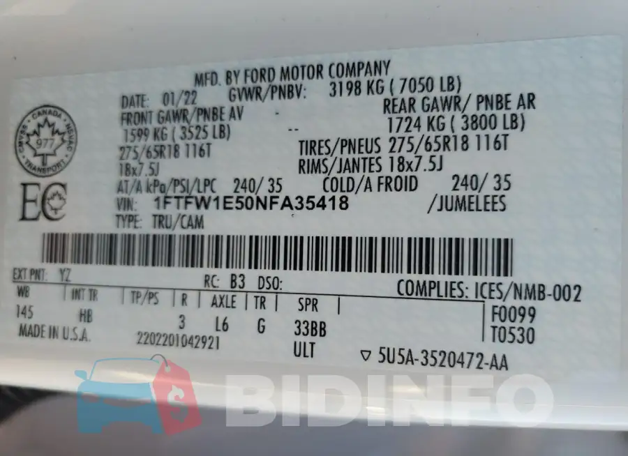 1FTFW1E50NFA35418 Photo# 12