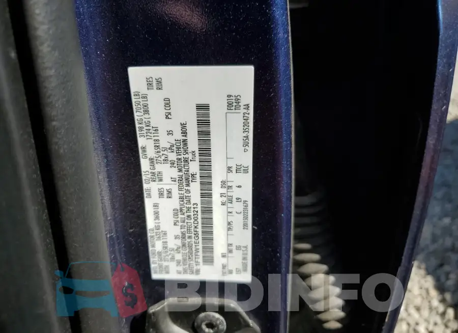1FTFW1EG5FKD03213 Photo# 12