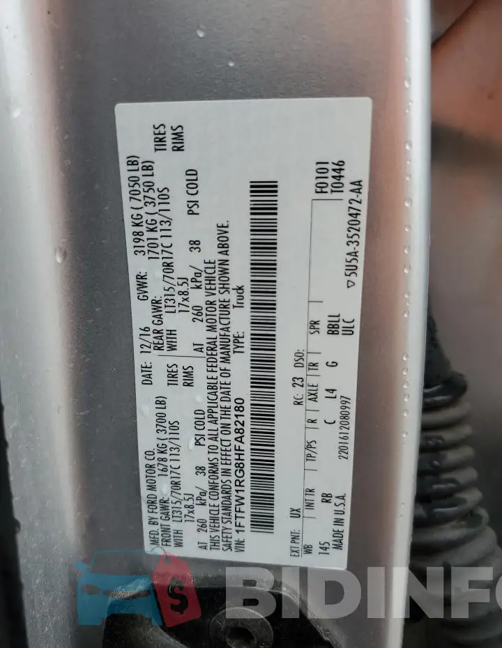 1FTFW1RG8HFA82180 Photo# 12