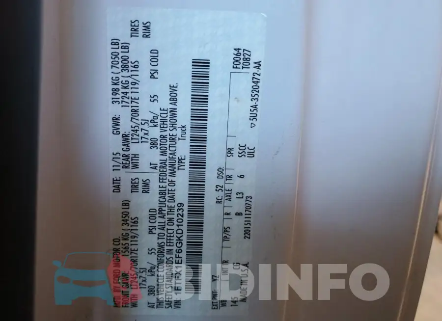 1FTFX1EF6GKD10239 Photo# 12