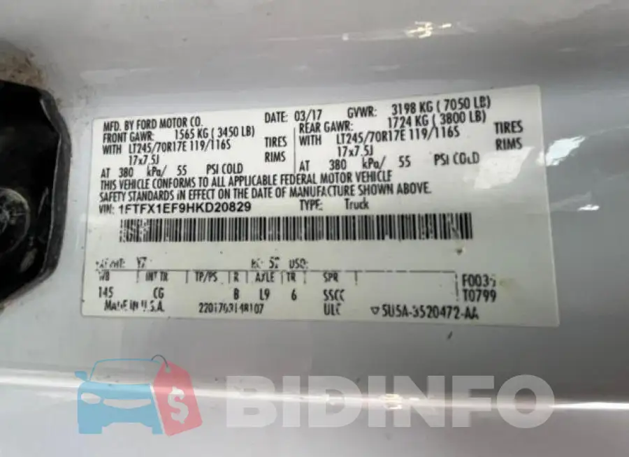 1FTFX1EF9HKD20829 Photo# 10