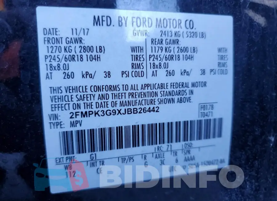 2FMPK3G9XJBB26442 Photo# 13