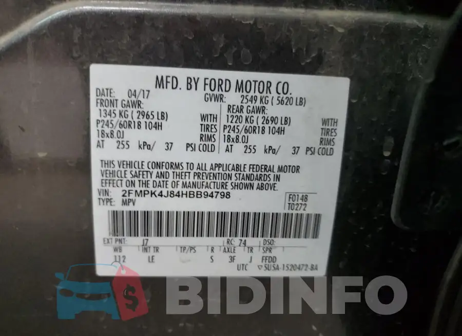 2FMPK4J84HBB94798 Photo# 13