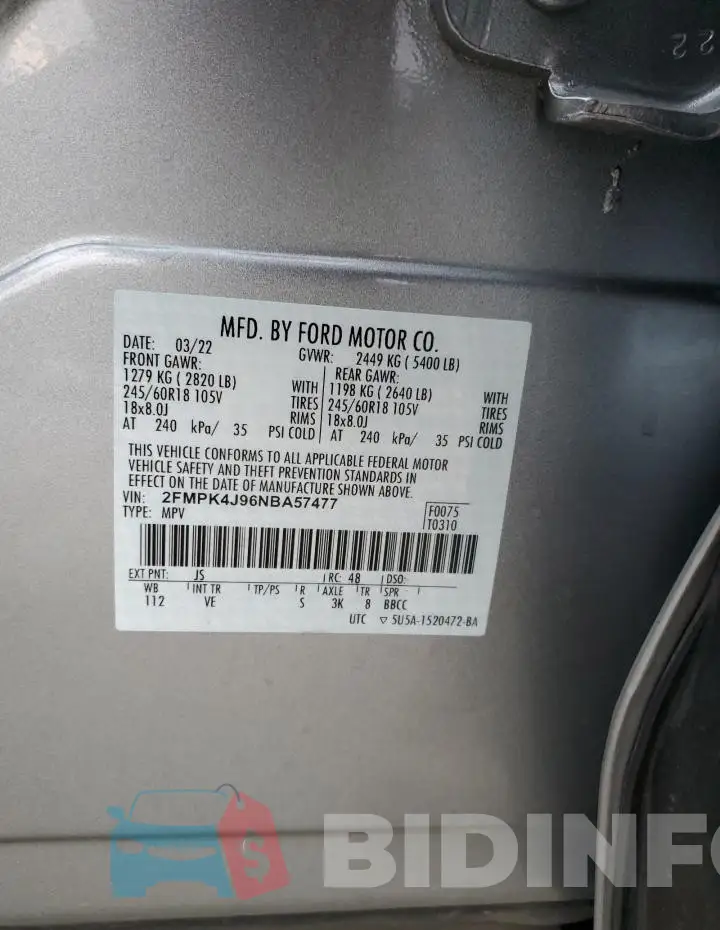 2FMPK4J96NBA57477 Photo# 13