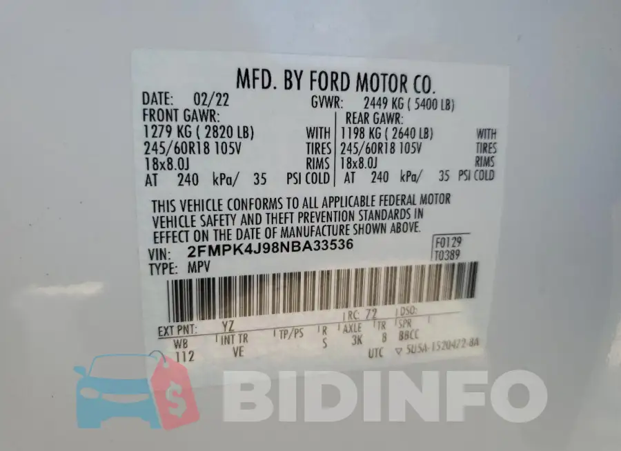 2FMPK4J98NBA33536 Photo# 14