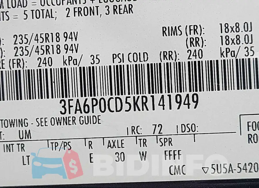 3FA6P0CD5KR141949 Photo# 10
