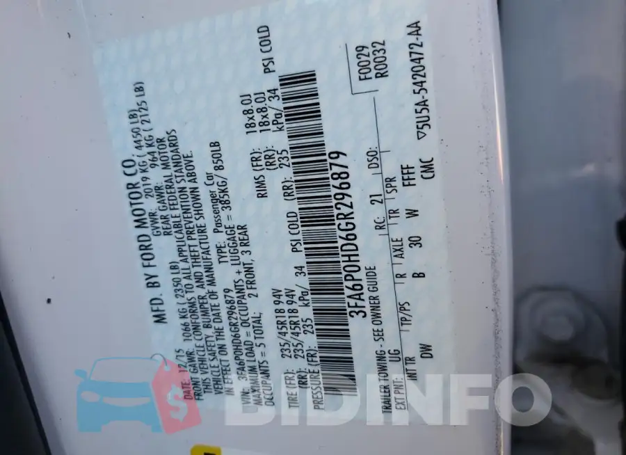 3FA6P0HD6GR296879 Photo# 12