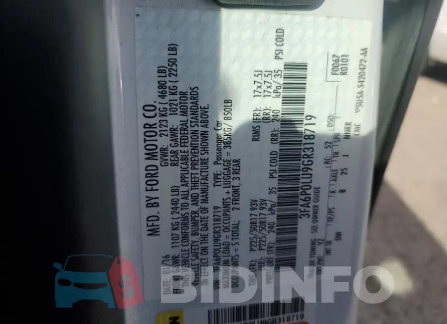 3FA6P0LU9GR318719 Photo# 13