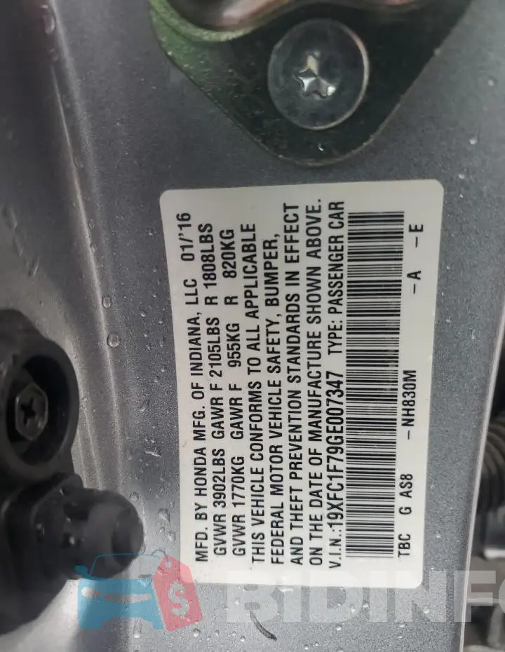 19XFC1F79GE007347 Photo# 12
