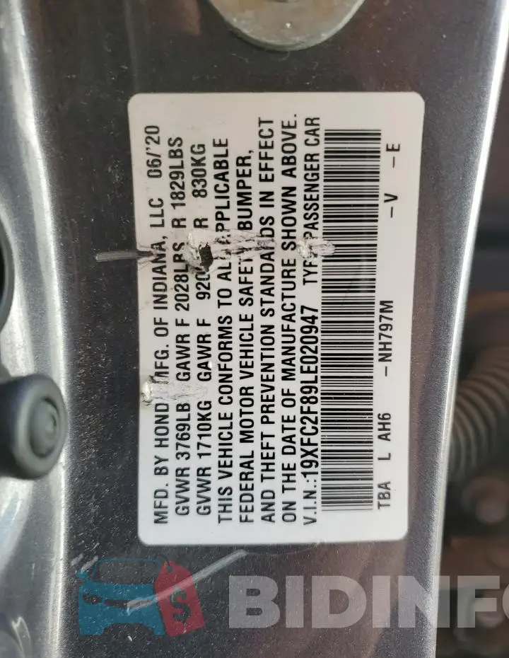 19XFC2F89LE020947 Photo# 12