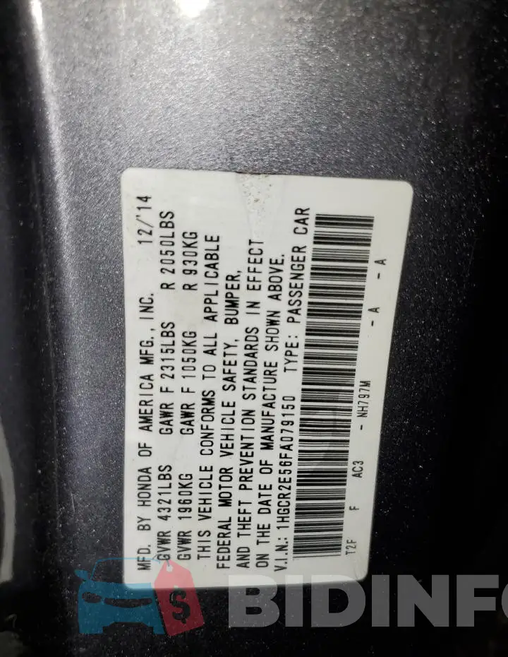 1HGCR2E56FA079150 Photo# 12