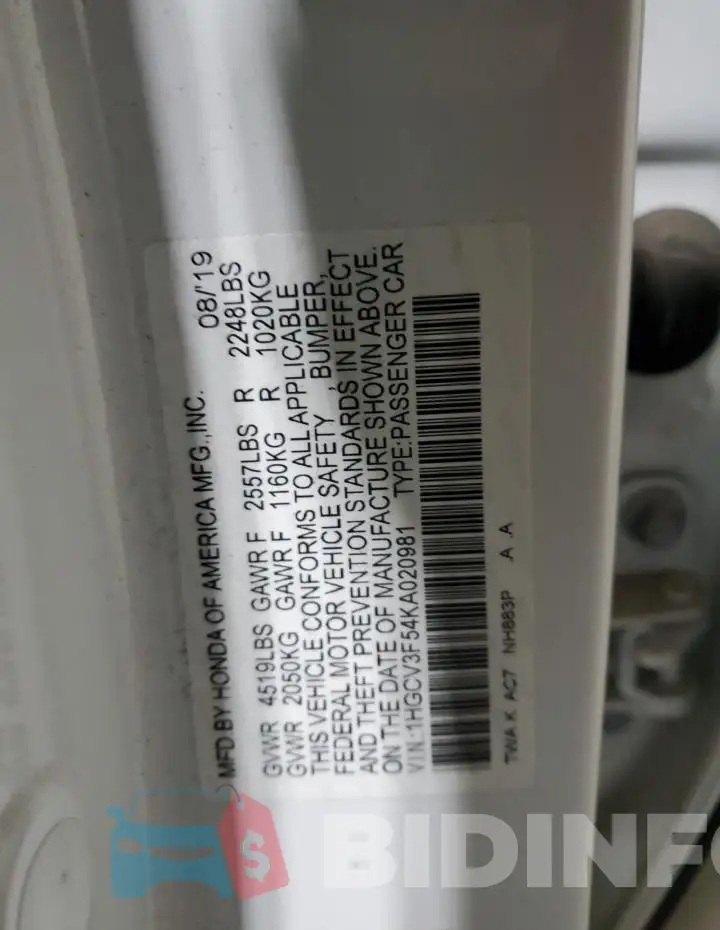 1HGCV3F54KA020981 Photo# 12