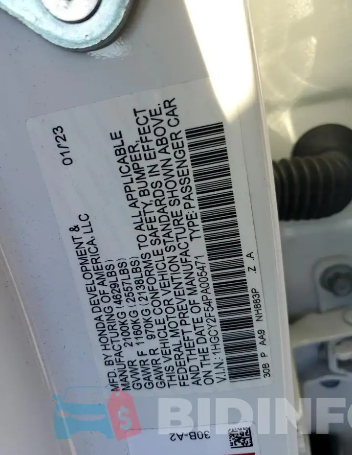 1HGCY2F54PA005471 Photo# 12