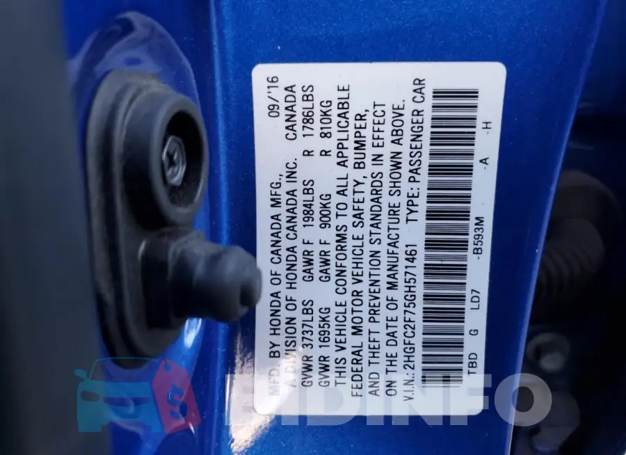 2HGFC2F75GH571461 Photo# 12