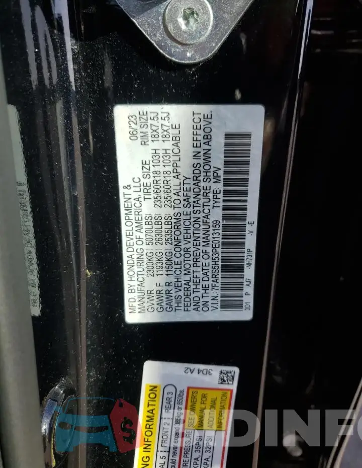 7FARS5H53PE013159 Photo# 13