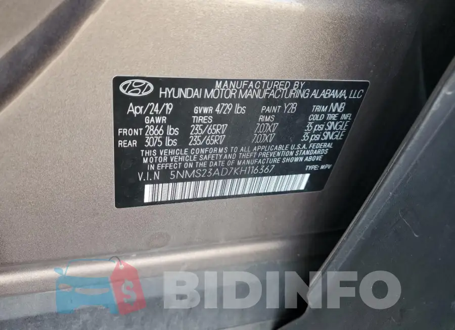 5NMS23AD7KH116367 Photo# 13