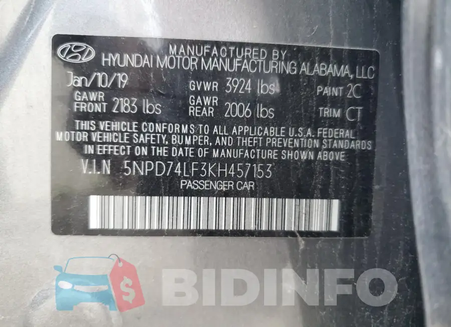5NPD74LF3KH457153 Photo# 12