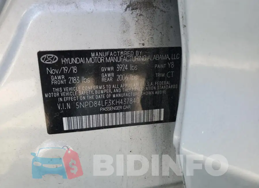 5NPD84LF3KH437840 Photo# 12