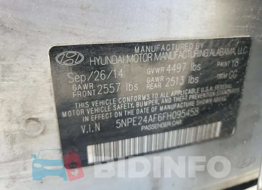 5NPE24AF6FH095458 Photo# 12