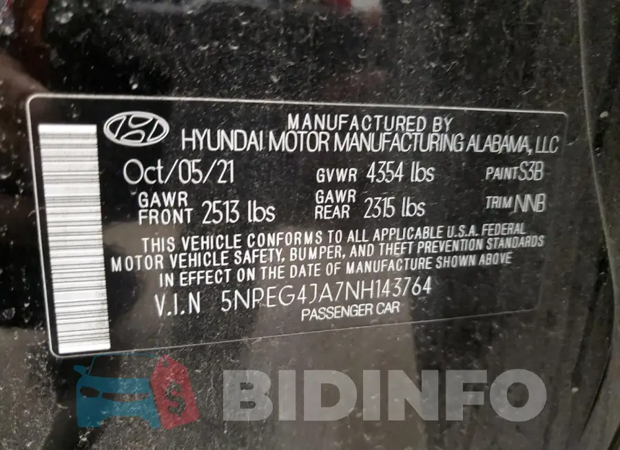 5NPEG4JA7NH143764 Photo# 12