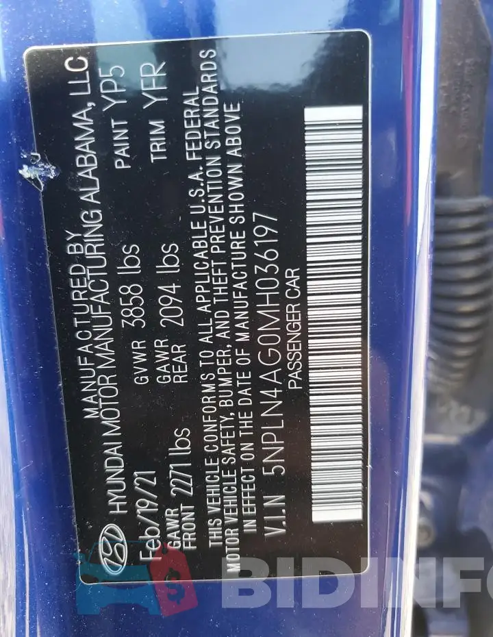 5NPLN4AG0MH036197 Photo# 13