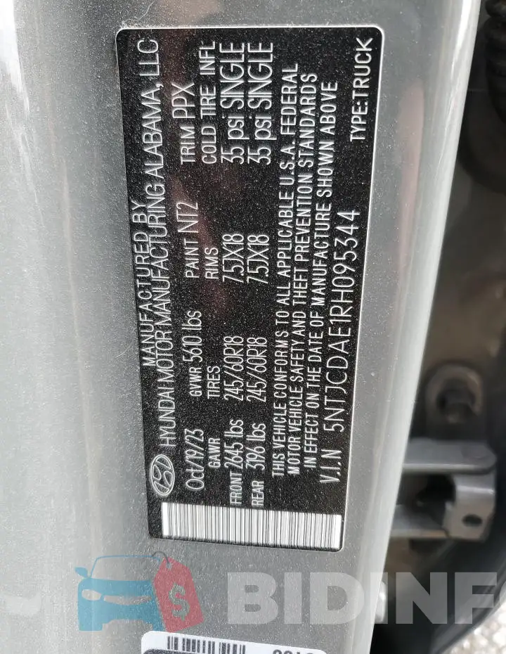 5NTJCDAE1RH095344 Photo# 13
