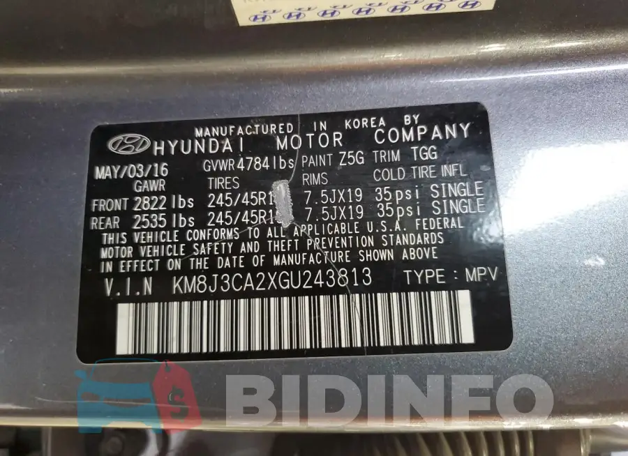 KM8J3CA2XGU243813 Photo# 13