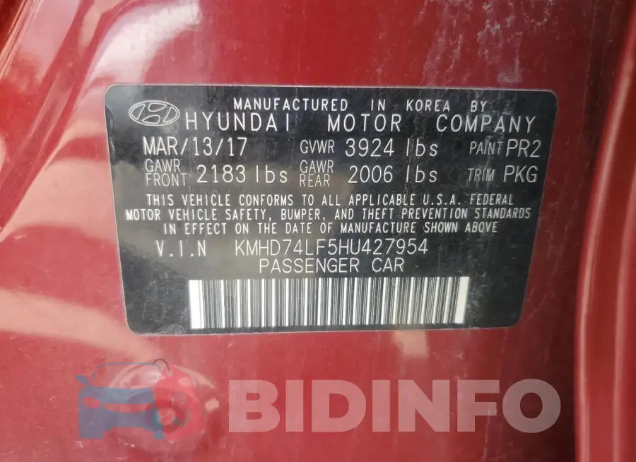 KMHD74LF5HU427954 Photo# 12