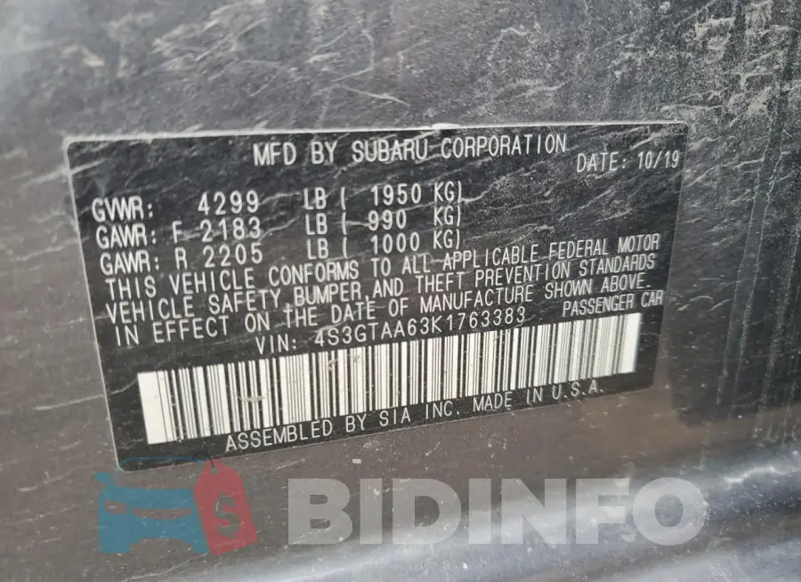 4S3GTAA63K1763383 Photo# 13