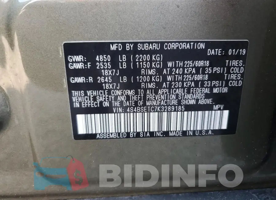 4S4BSETC7K3289185 Photo# 14