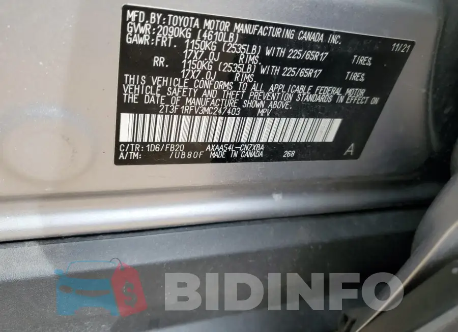 2T3F1RFV3MC247403 Photo# 14