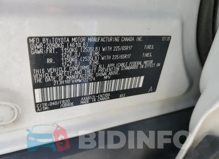 2T3H1RFV4MW122174 Photo# 13
