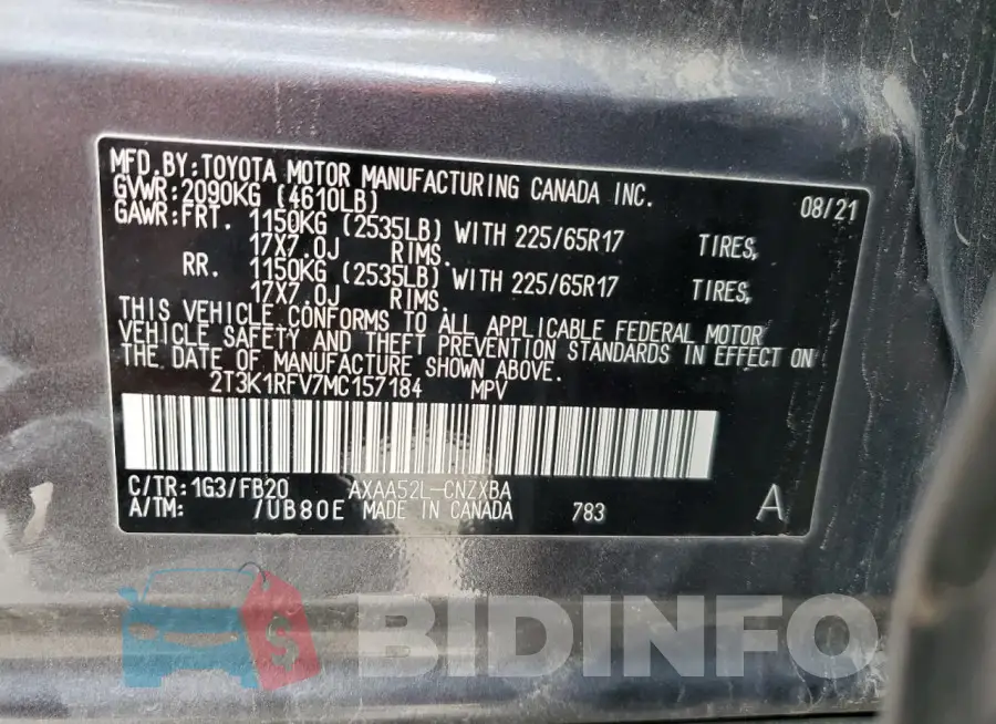 2T3K1RFV7MC157184 Photo# 14