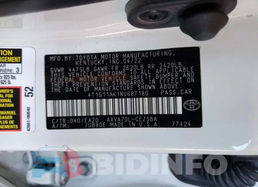 4T1G11AK1NU687180 Photo# 12