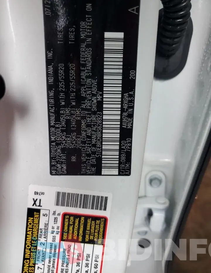 5TDEBRCH8RS628923 Photo# 13
