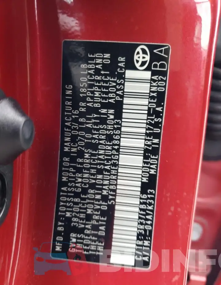 5YFBURHE3GP486613 Photo# 12