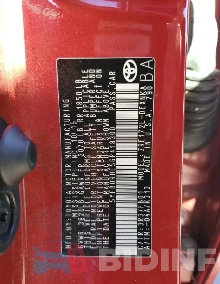 5YFBURHE5GP418300 Photo# 12
