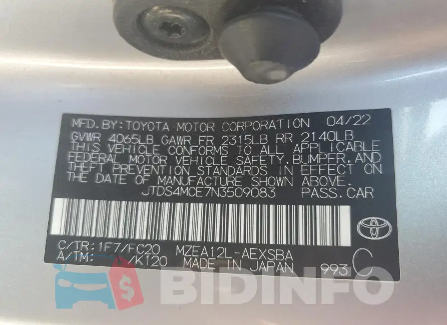 JTDS4MCE7N3509083 Photo# 13