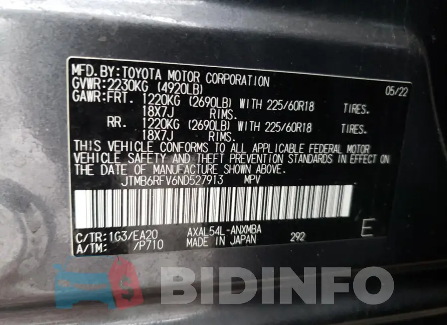 JTMB6RFV6ND527913 Photo# 14