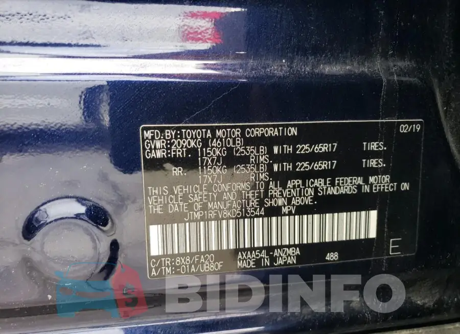 JTMP1RFV8KD513544 Photo# 13