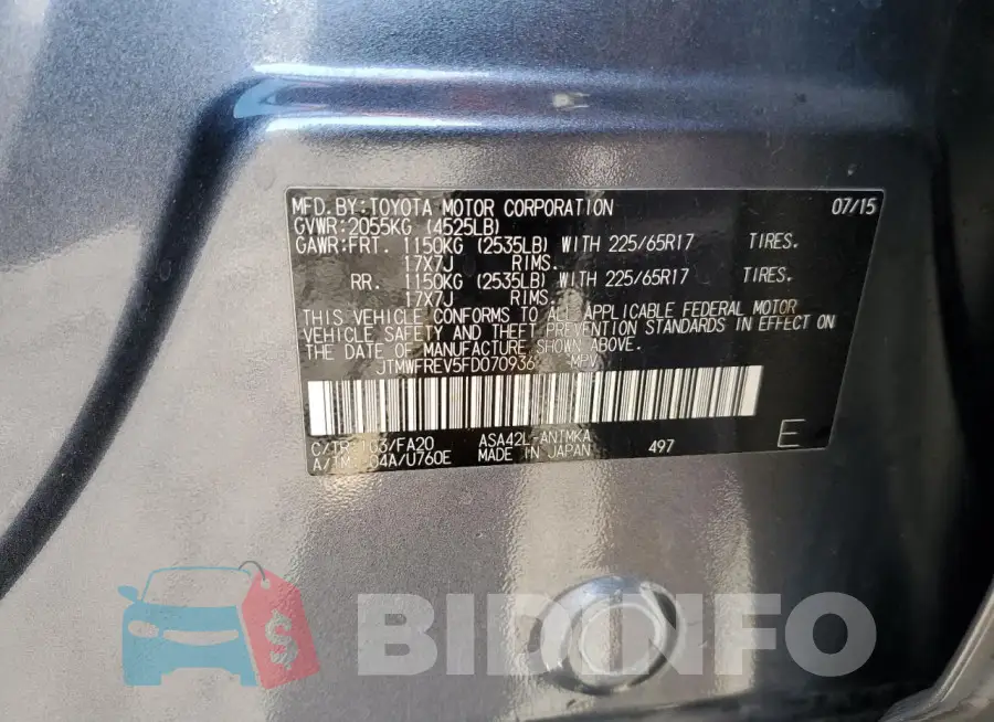 JTMWFREV5FD070936 Photo# 13