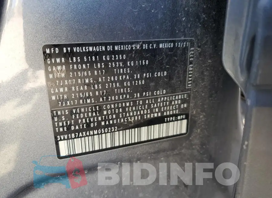 3VV1B7AX4NM050232 Photo# 14