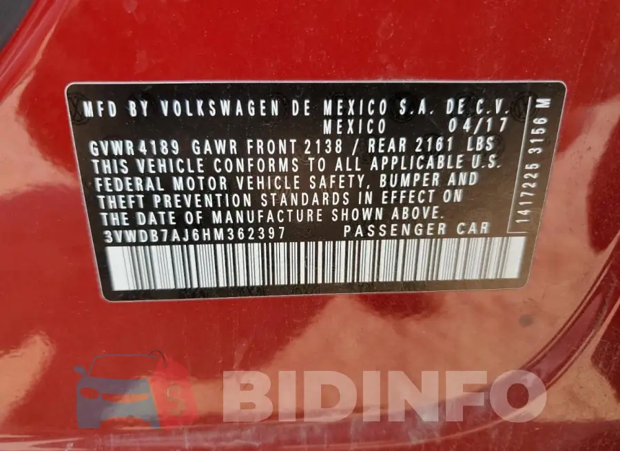 3VWDB7AJ6HM362397 Photo# 12