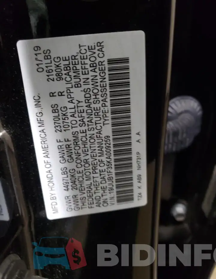 19UUB1F35KA009259 Photo# 12