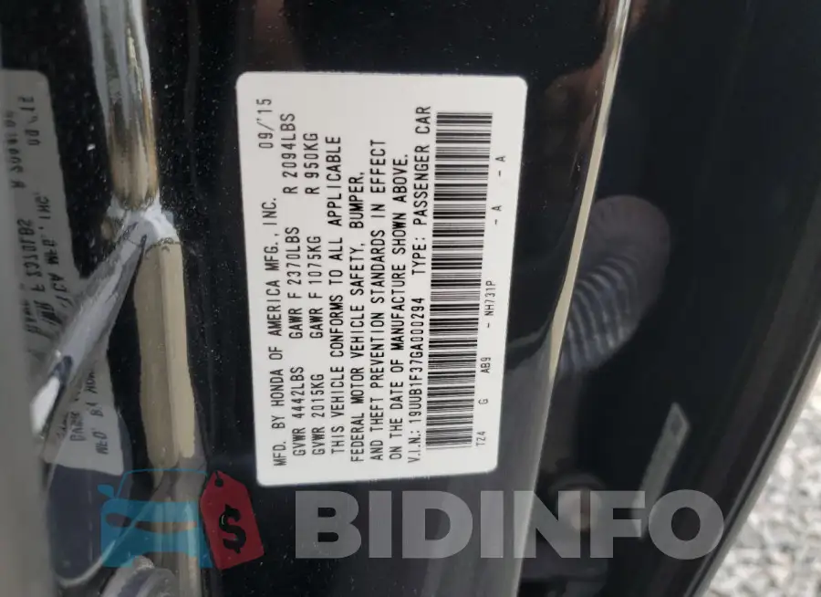 19UUB1F37GA000294 Photo# 12