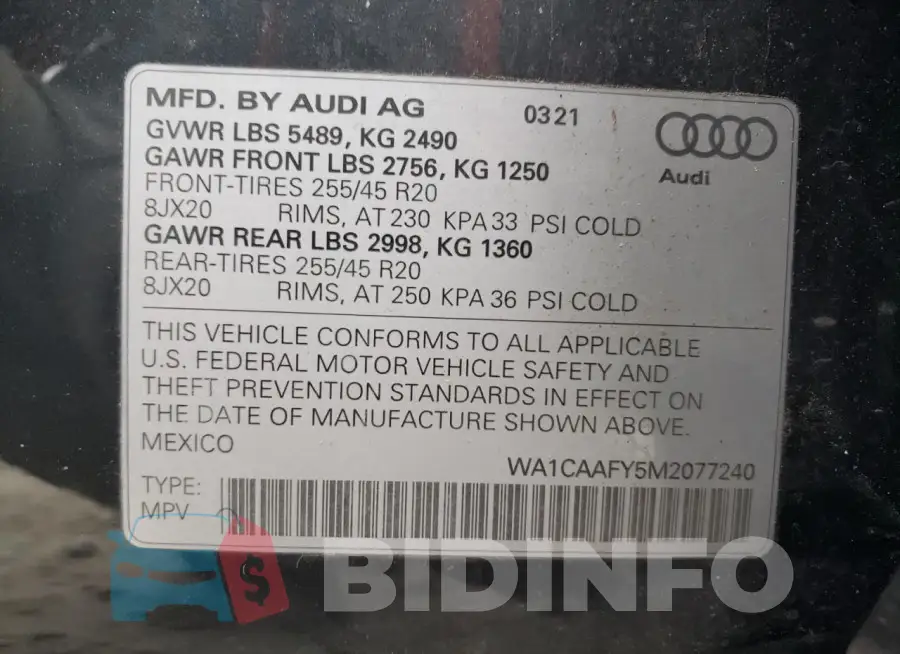 WA1CAAFY5M2077240 Photo# 13